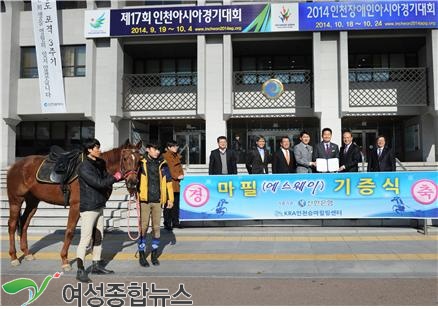 신한은행 인천본부, 은퇴  경주마   인천승마힐링센터에 기증