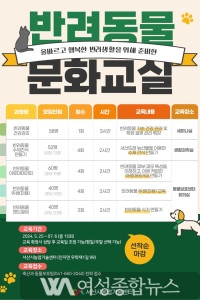 서산시, 2024년 반려동물 문화교실 수강생 모집